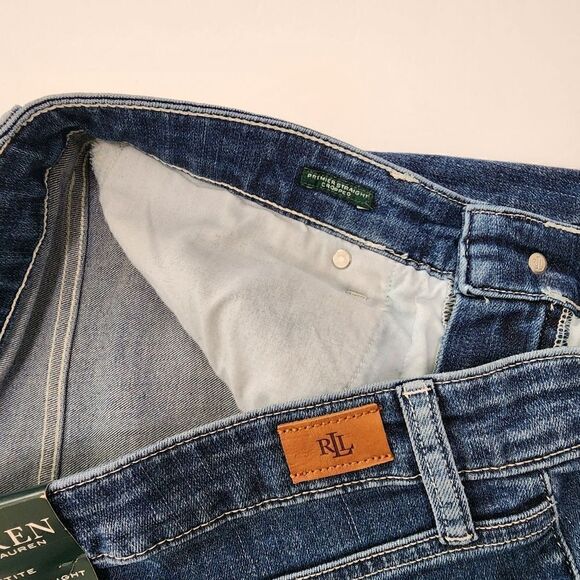 Lauren Ralph Lauren 12P Women Premier Denim Dark Wash Straight Crop Jeans - Picture 10 of 13